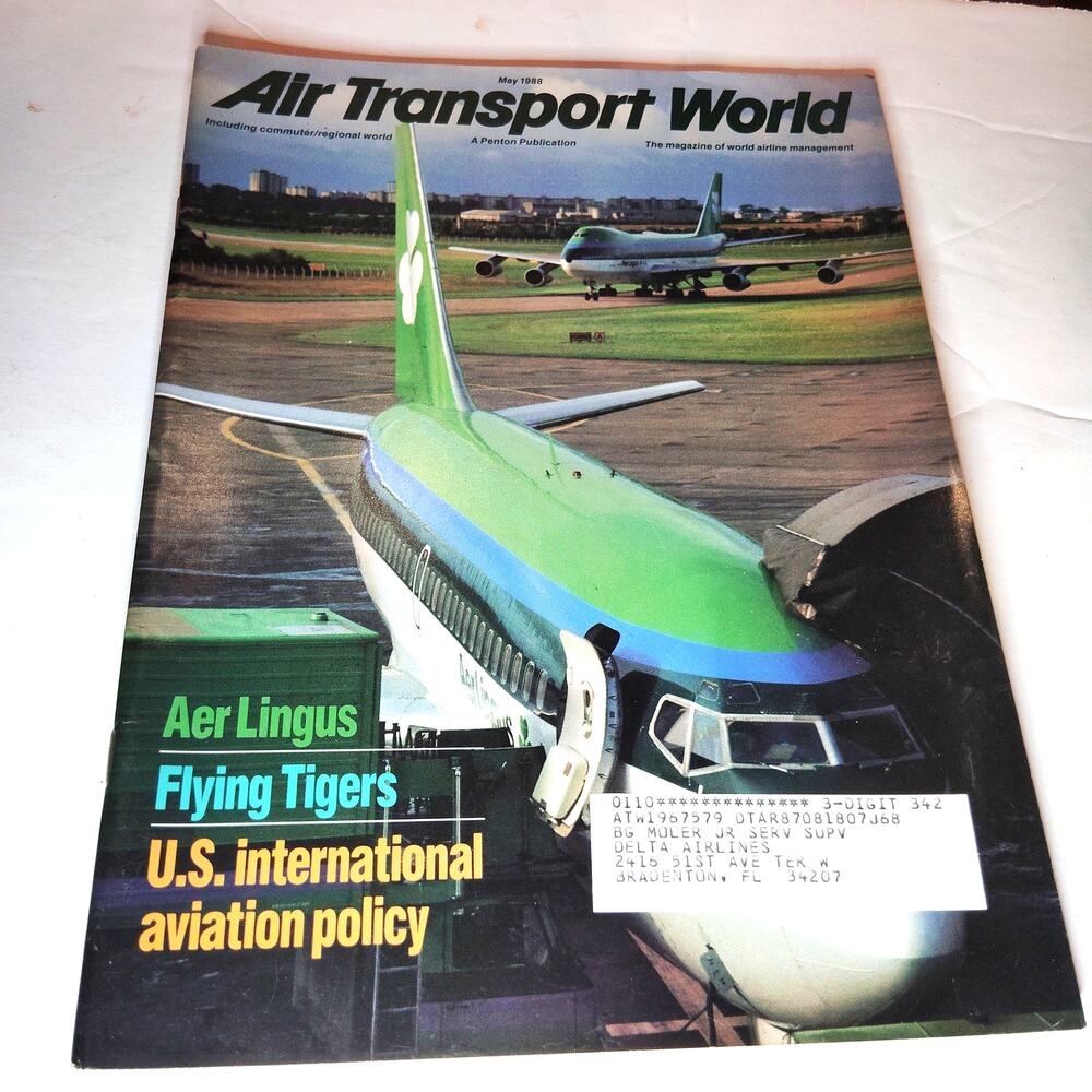 Air Transport World Magazine May 1988 - Aer Lingus & Flying Tigers Aviation